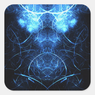 Blaue Nebel-Energie-Fraktal-Kunst Quadratischer Aufkleber
