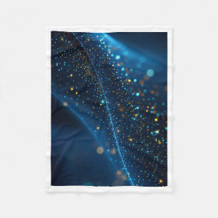 Blaue Nebel- und leuchtende goldene Funken-Fleece- Fleecedecke