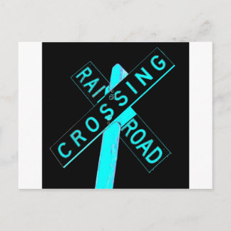Blaue Neonbahn Schild Postkarte