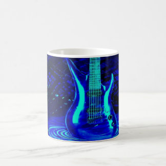 Blaue Neongitarre Kaffeetasse
