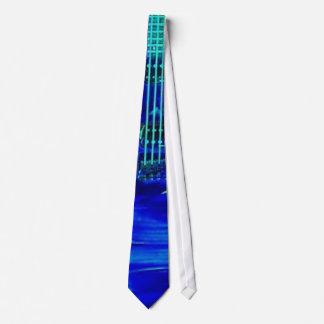 Blaue Neongitarre Krawatte