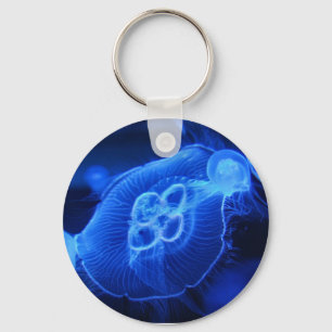 Blaue Neonquallen Schlüsselanhänger