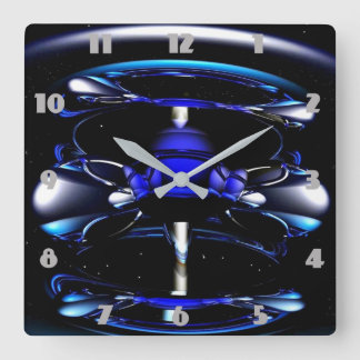 blaue Neonuhr Quadratische Wanduhr