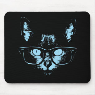 Blaue Nerd-Katze Mousepad