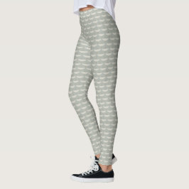 Blaue, neutrale Vogelkrane Art-Déco-Muster Leggings