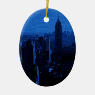 Blaue New Yorker Nacht Keramik Ornament