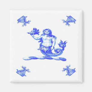 Blaue niederländische Meerjungfrau alt Magnet