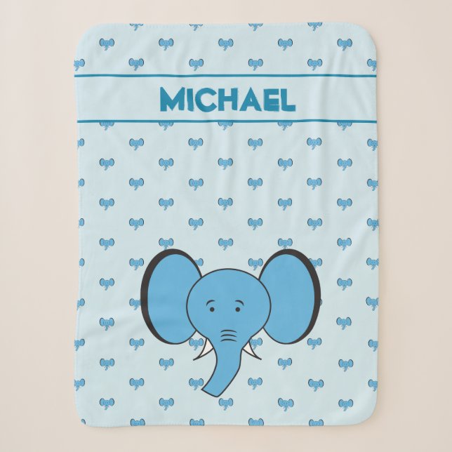 Blaue Niedliche Elefant Illustration mit Namen Sherpadecke (Vorderseite)