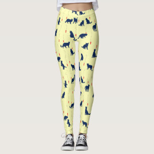 Blaue niedliche Kätzchen und Rotfische Leggings