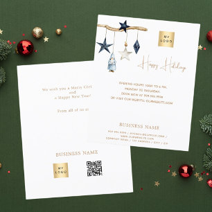 Blaue nordische Sterne Gnom QR Geschäft Weihnachte Flyer