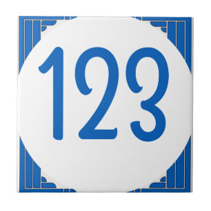 Blaue Nummer für Hausnummern Fliese