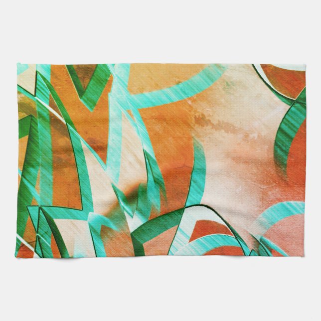 Blaue oder cysche Streifen über rustikal rötlich-o Geschirrtuch (Horizontal)