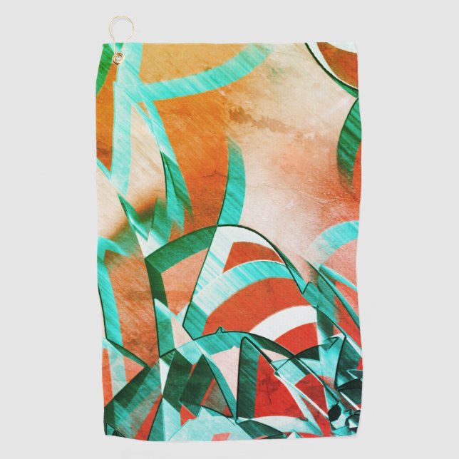 Blaue oder cysche Streifen über rustikal rötlich-o Golfhandtuch (Vorderseite)