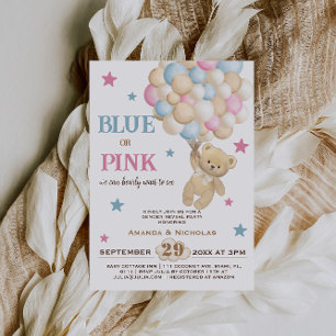 Blaue oder rosa Wasserfarbe moderne Geschlechtsent Einladung