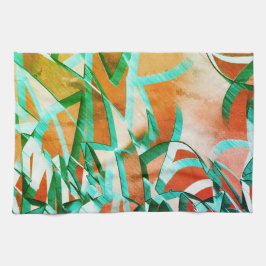 Blaue oder zyklische Streifen über rustikal rötlic Geschirrtuch