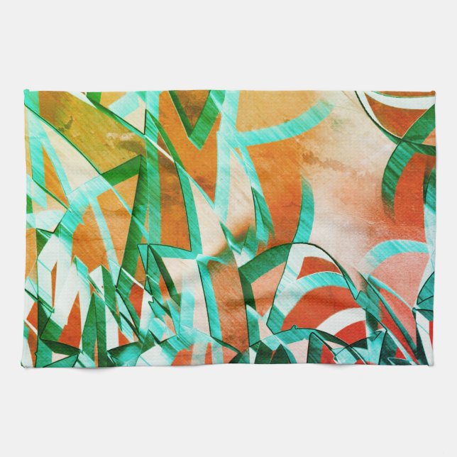 Blaue oder zyklische Streifen über rustikal rötlic Geschirrtuch (Horizontal)