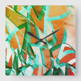 Blaue oder zyklische Streifen über rustikal rötlic Quadratische Wanduhr