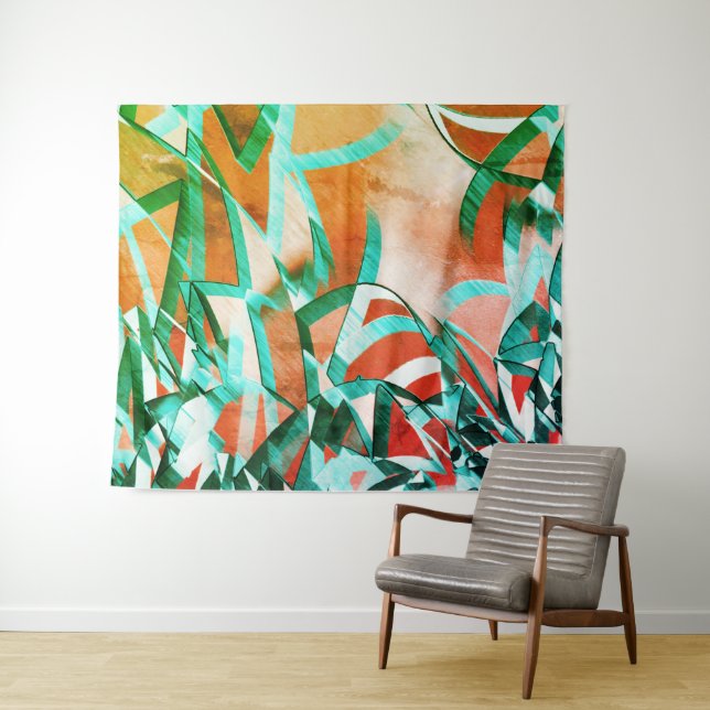 Blaue oder zyklische Streifen über rustikal rötlic Wandteppich (Beispiel (Horizontal))