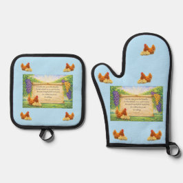 Blaue Ofenhandschuh- und Topflappen-Set mit Bibelv Ofenhandschuh & Topflappen-Set