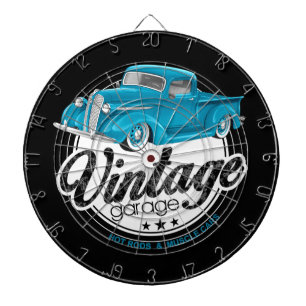 Blaue Oldtimer-LKWs Dartscheibe