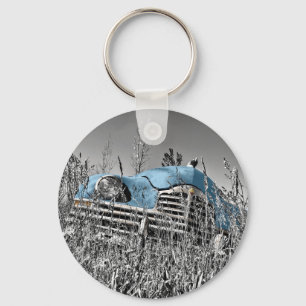 blaue Oldtimer Schlüsselanhänger