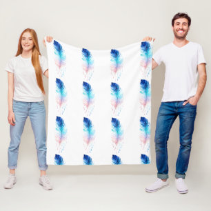 Blaue Ombre-Feder-Wasserfarbe Fleecedecke