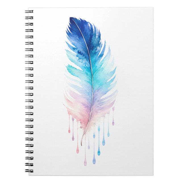 Blaue Ombre-Feder-Wasserfarbe Notizblock (Vorderseite)