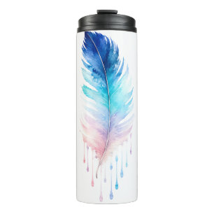 Blaue Ombre-Feder-Wasserfarbe Thermosbecher