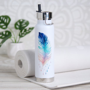 Blaue Ombre-Feder-Wasserfarbe Trinkflasche