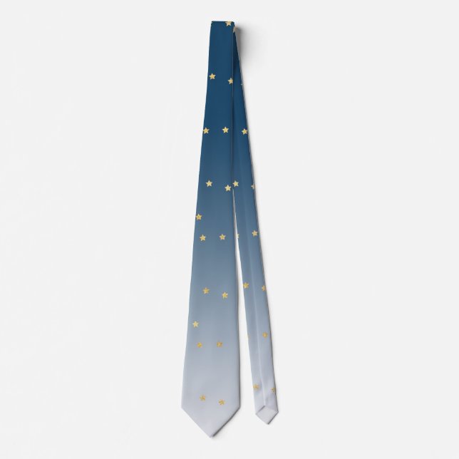 Blaue Ombre Goldsterne Krawatte (Vorderseite)