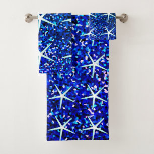 Blaue Ombre Türkis Sparkle Glitter-Sternfisch-Must Badhandtuch Set