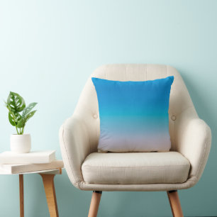 Blaue Ombre-Wurfdecke mit Farbverlauf Kissen