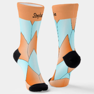 Blaue Orange Art Deco Design Socken