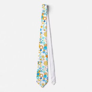 Blaue orange Blumen Krawatte