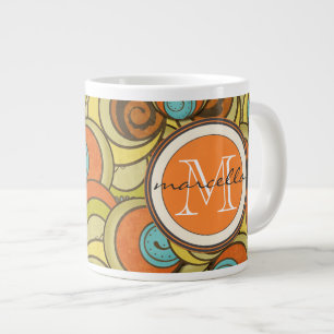 Blaue Orange Browns kreist Monogramm ein Jumbo-Tasse