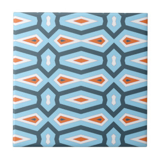 Blaue Orange des ethnischen Hexagonmusters Fliese