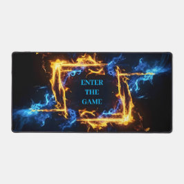 Blaue Orange Feuer Portal Elementare Magie Gaming Schreibtischunterlage