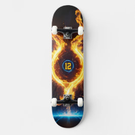 Blaue Orange-Flammen-Magie-Energie-Ring-Sport Skateboard