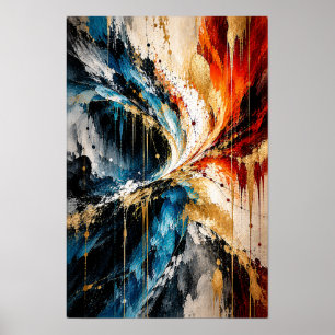 Blaue Orange Gold Konvergenz Abstrakte Wandkunst Poster