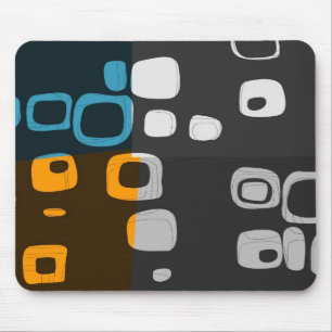 Blaue, orange, graue Retro abstrakte Kunst Mousepad