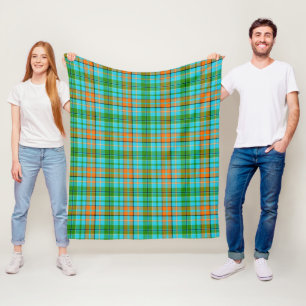 Blaue Orange Grüne Karo Tartan Design  Fleecedecke