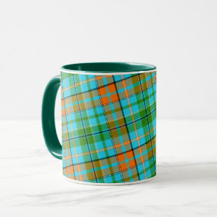 Blaue Orange Grüne Karo Tartan Design Tasse