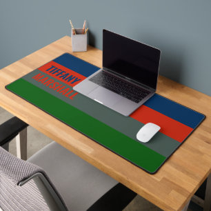 Blaue Orange Grünstreifen Muster Personalisiert Schreibtischunterlage