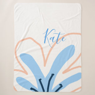 Blaue Orange Pastell-Blume Name Boho Retro-Geschen Sherpadecke