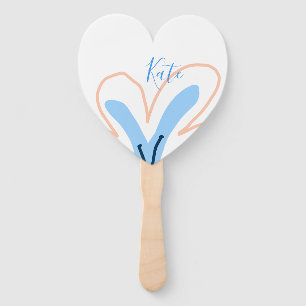 Blaue orange Pastell-Blume Name hinzufügen Boho Re Fächer