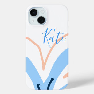 Blaue orange Pastell-Blume Namen hinzufügen Boho R Case-Mate iPhone Hülle