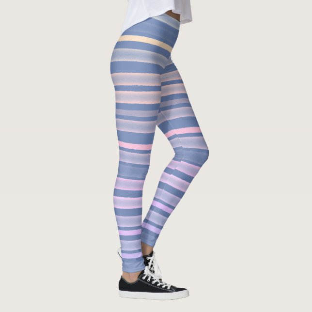 Blaue Orange Pink Streifen Leggings (Rechts)