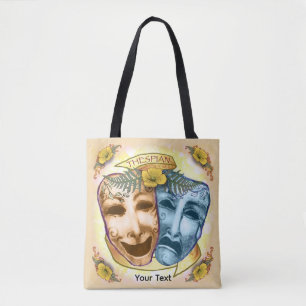 Blaue Orange Schauspielermasken Tasche