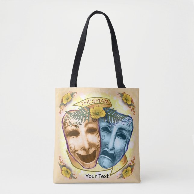 Blaue Orange Schauspielermasken Tasche (Vorderseite)