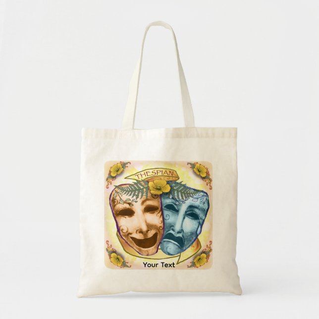 Blaue Orange Schauspielermasken Tragetasche (Vorne)